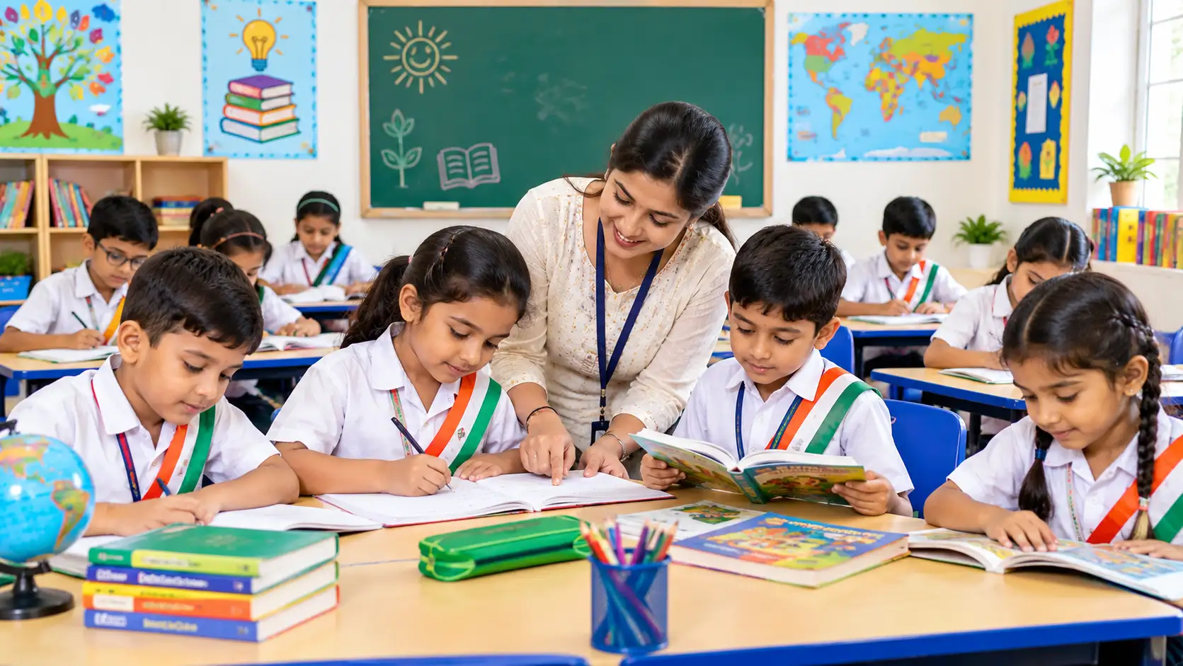A lesson in progress in a classroom at Global Paradise Convent School